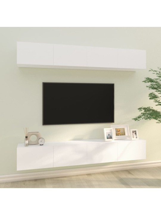 Nástěnné TV skříňky 4 ks bílé 100 x 30 x 30 cm