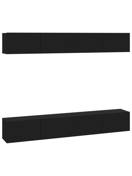 Nástěnné TV skříňky 4 ks černé 100 x 30 x 30 cm