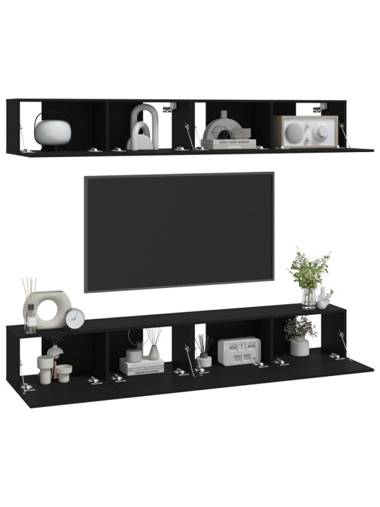 Nástěnné TV skříňky 4 ks černé 100 x 30 x 30 cm