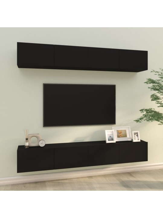Nástěnné TV skříňky 4 ks černé 100 x 30 x 30 cm