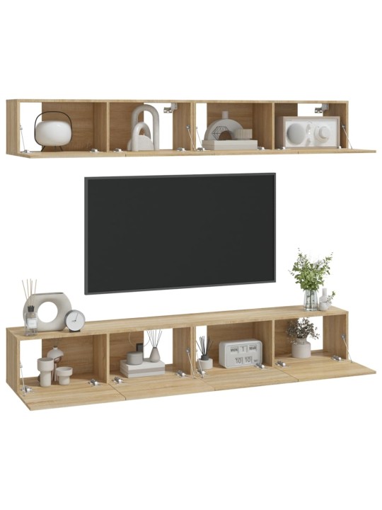 Nástěnné TV skříňky 4 ks dub sonoma 100 x 30 x 30 cm