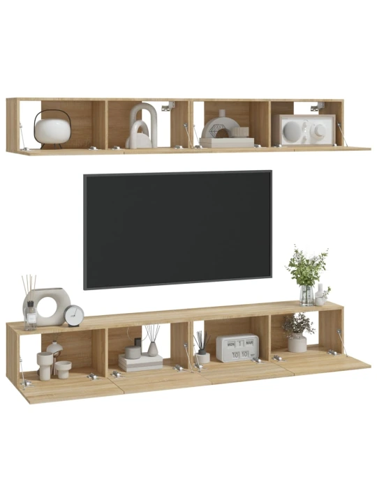 Nástěnné TV skříňky 4 ks dub sonoma 100 x 30 x 30 cm