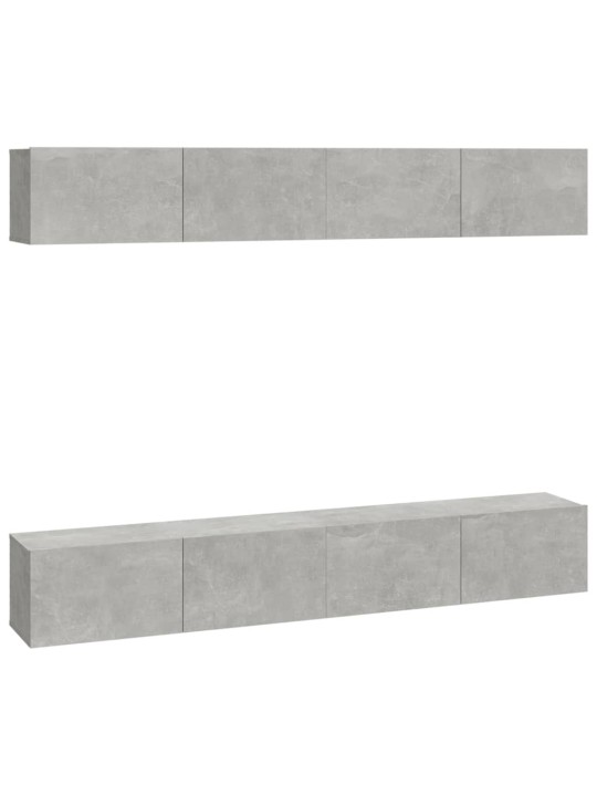 Nástěnné TV skříňky 4 ks betonově šedé 100 x 30 x 30 cm