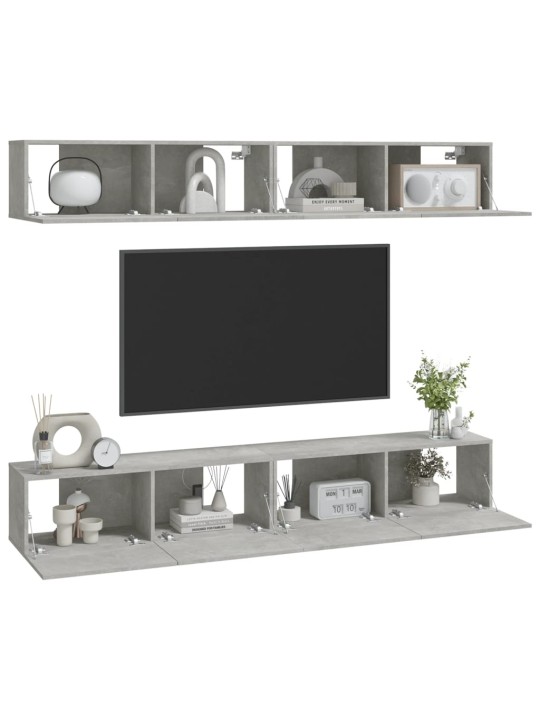 Nástěnné TV skříňky 4 ks betonově šedé 100 x 30 x 30 cm