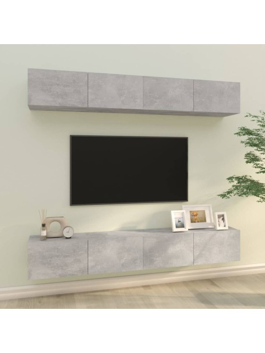 Nástěnné TV skříňky 4 ks betonově šedé 100 x 30 x 30 cm