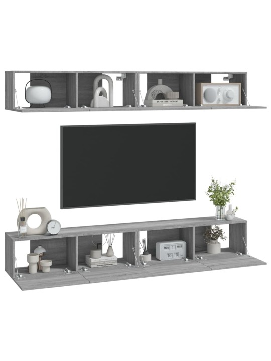 Nástěnné TV skříňky 4 ks šedé sonoma 100 x 30 x 30 cm