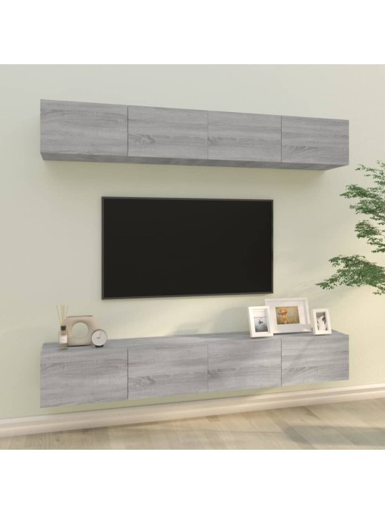 Nástěnné TV skříňky 4 ks šedé sonoma 100 x 30 x 30 cm