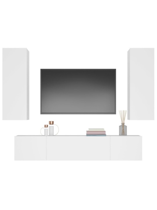 4dílný set TV skříněk bílý kompozitní dřevo