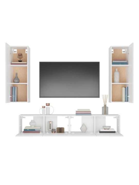 4dílný set TV skříněk bílý kompozitní dřevo