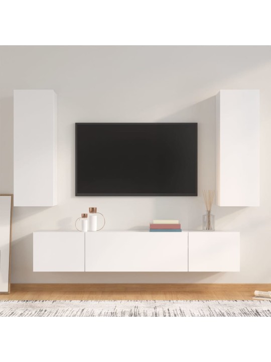4dílný set TV skříněk bílý kompozitní dřevo