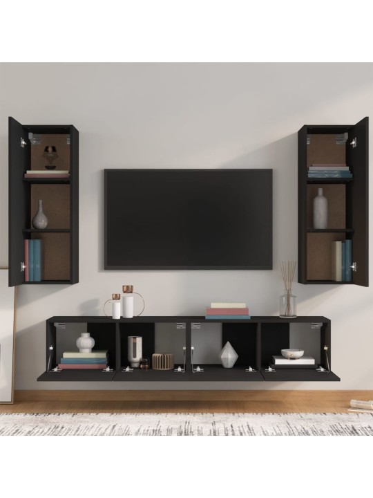 4dílný set TV skříněk černý kompozitní dřevo