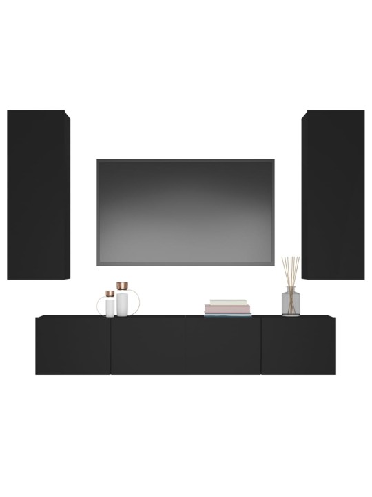 4dílný set TV skříněk černý kompozitní dřevo