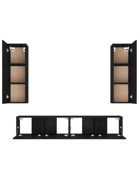 4dílný set TV skříněk černý kompozitní dřevo
