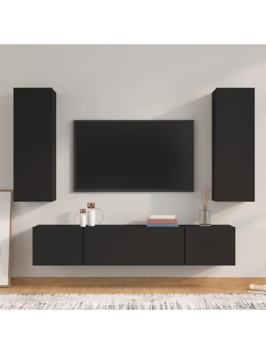 4dílný set TV skříněk černý kompozitní dřevo