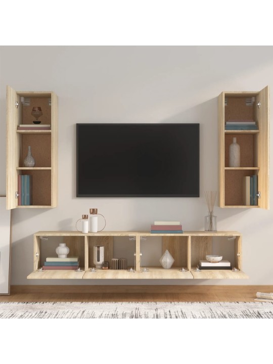 4dílný set TV skříněk dub sonoma kompozitní dřevo