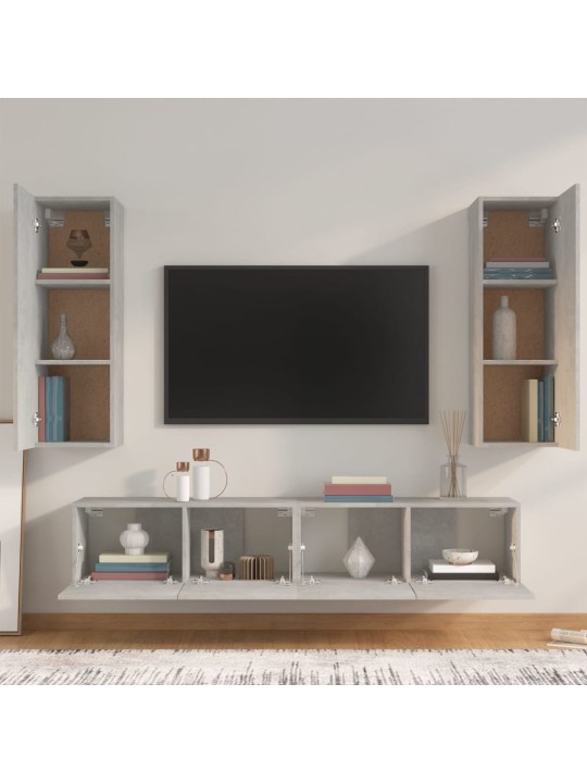 4dílný set TV skříněk betonově šedý kompozitní dřevo
