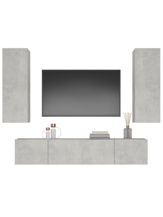 4dílný set TV skříněk betonově šedý kompozitní dřevo
