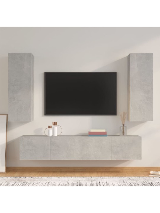4dílný set TV skříněk betonově šedý kompozitní dřevo
