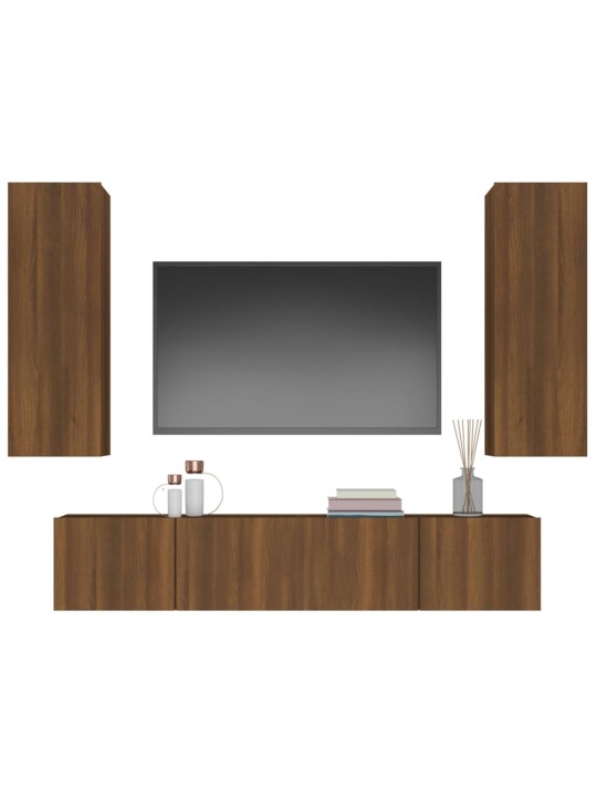 4dílný set TV skříněk hnědý dub kompozitní dřevo