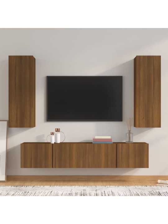 4dílný set TV skříněk hnědý dub kompozitní dřevo