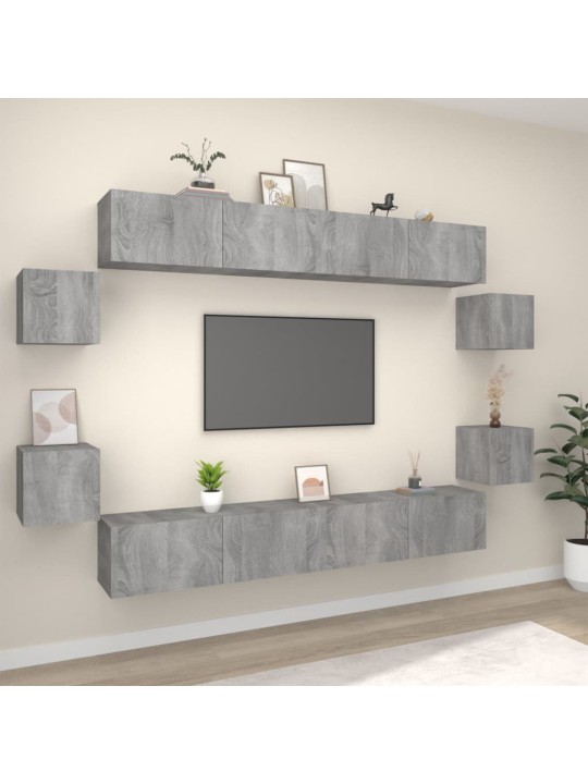 8dílný set TV skříněk šedý sonoma kompozitní dřevo