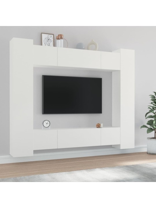 8dílný set TV skříněk bílý kompozitní dřevo