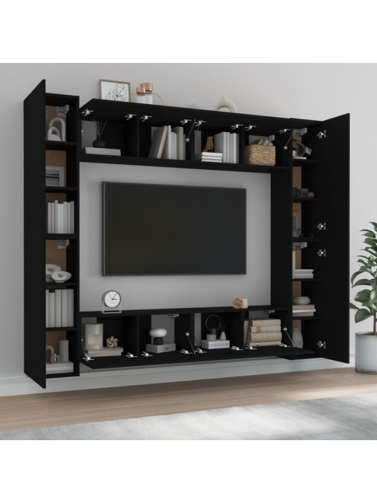 8dílný set TV skříněk černý kompozitní dřevo