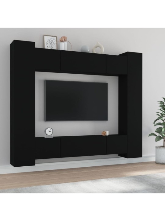 8dílný set TV skříněk černý kompozitní dřevo