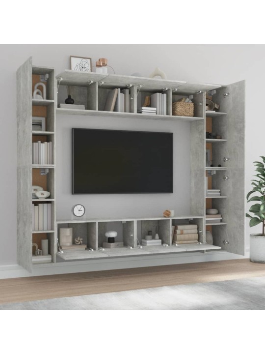 8dílný set TV skříněk betonově šedý kompozitní dřevo