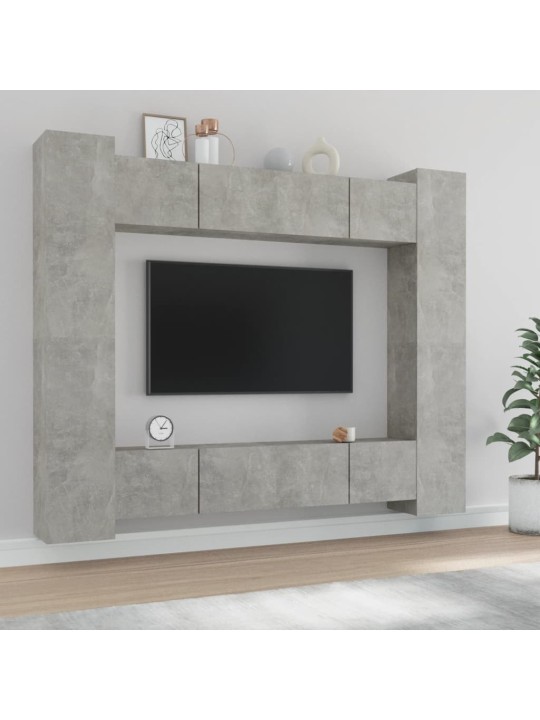 8dílný set TV skříněk betonově šedý kompozitní dřevo