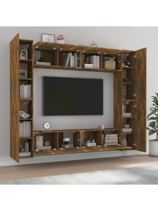 8dílný set TV skříněk kouřový dub kompozitní dřevo