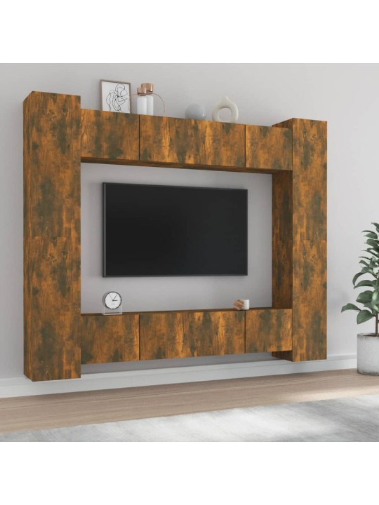 8dílný set TV skříněk kouřový dub kompozitní dřevo
