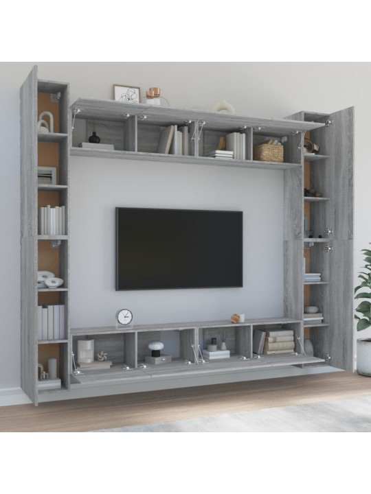 8dílný set TV skříněk šedý sonoma kompozitní dřevo