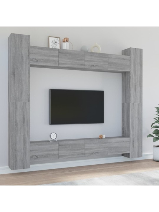 8dílný set TV skříněk šedý sonoma kompozitní dřevo