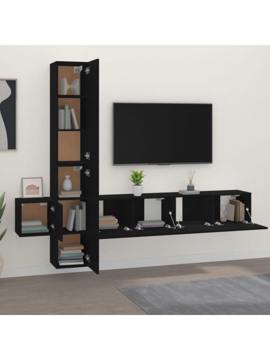 5dílný set TV skříněk černý kompozitní dřevo