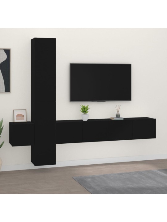 5dílný set TV skříněk černý kompozitní dřevo