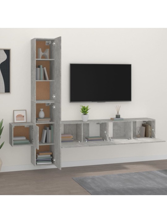5dílný set TV skříněk betonově šedý kompozitní dřevo