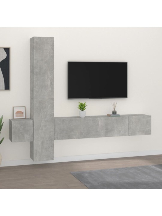 5dílný set TV skříněk betonově šedý kompozitní dřevo