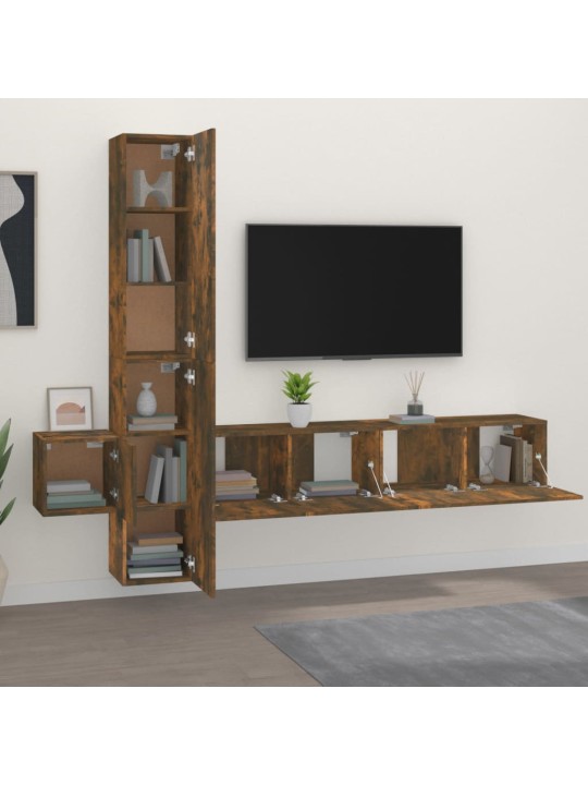 5dílný set TV skříněk kouřový dub kompozitní dřevo