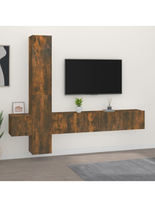 5dílný set TV skříněk kouřový dub kompozitní dřevo