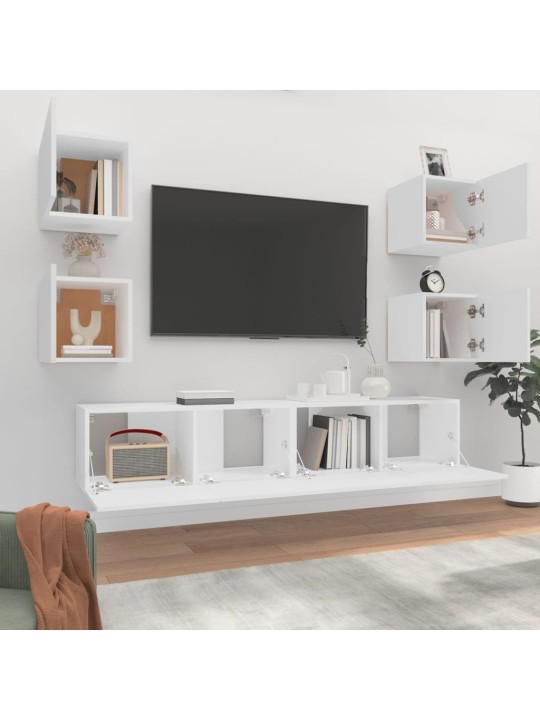 6dílný set TV skříněk bílý kompozitní dřevo