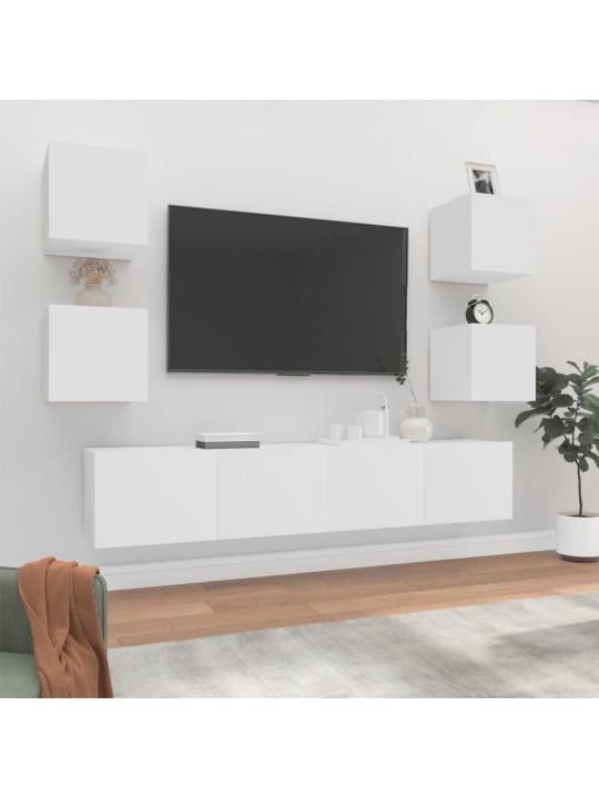 6dílný set TV skříněk bílý kompozitní dřevo