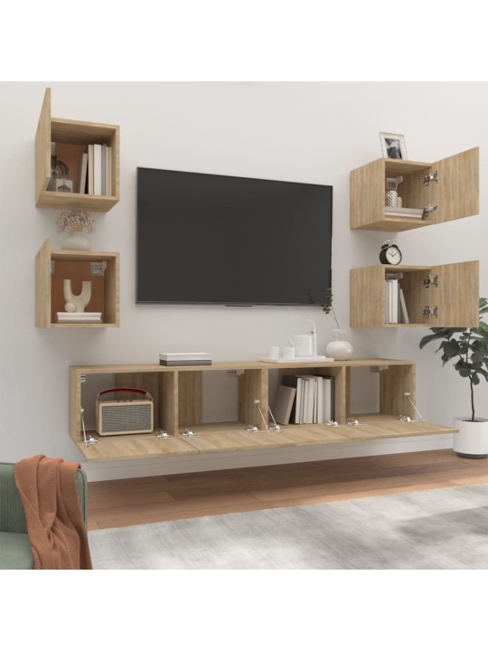 6dílný set TV skříněk dub sonoma kompozitní dřevo