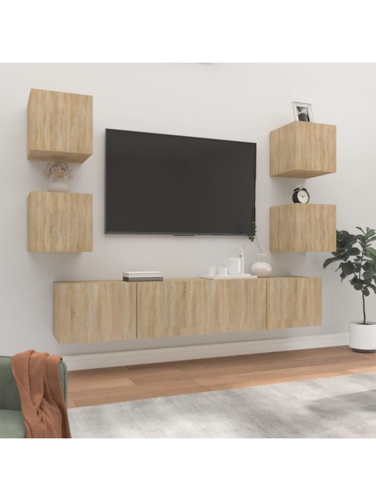 6dílný set TV skříněk dub sonoma kompozitní dřevo