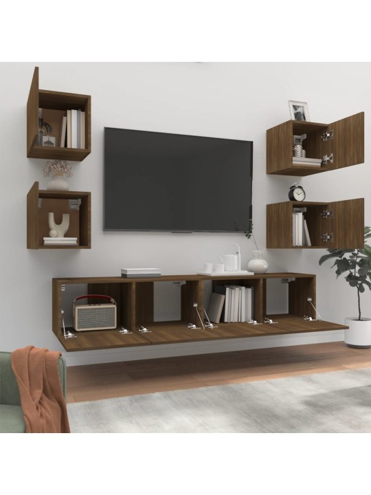 6dílný set TV skříněk hnědý dub kompozitní dřevo