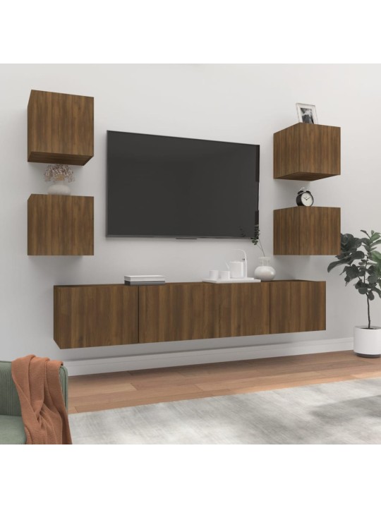 6dílný set TV skříněk hnědý dub kompozitní dřevo