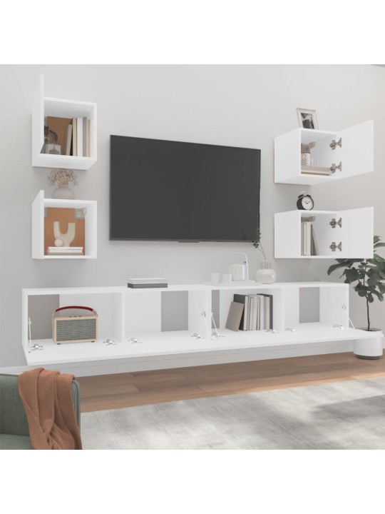 6dílný set TV skříněk bílý kompozitní dřevo