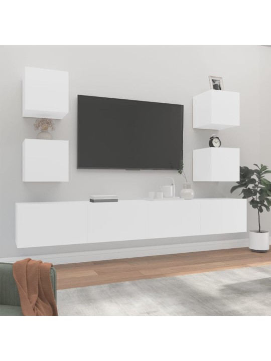6dílný set TV skříněk bílý kompozitní dřevo