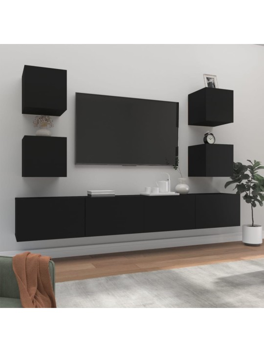6dílný set TV skříněk černý kompozitní dřevo