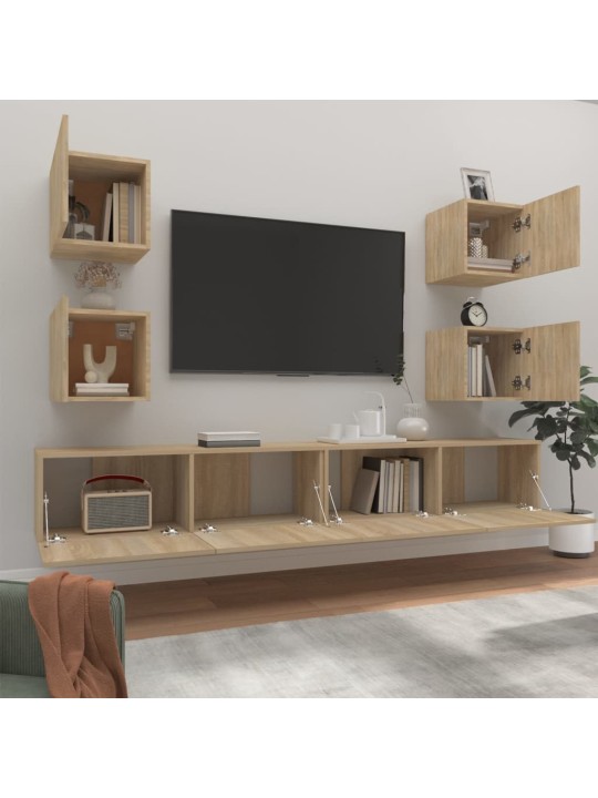 6dílný set TV skříněk dub sonoma kompozitní dřevo
